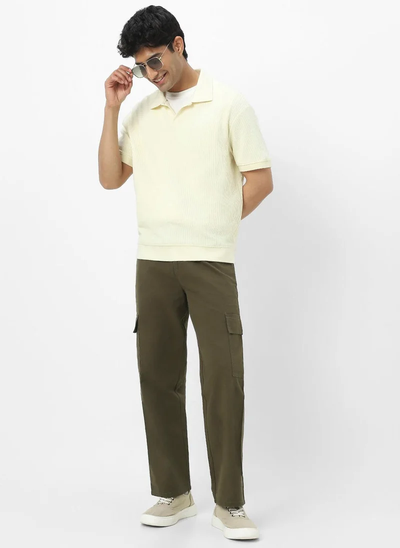 Urbano Fashion  Urbano Fashion Men's Olive Loose Baggy Fit Solid Cargo Chino Pant with 6 Pockets Non-Stretchable for Men | Best Price UAE